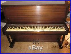 Upright Grand Wooden Piano GULBRANSEN Antique Needs Little Love TLC with Bench