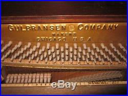 Upright Grand Wooden Piano GULBRANSEN Antique Needs Little Love TLC with Bench
