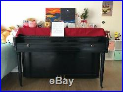 Upright Kimball piano, natural wood, 55.5 inch, black, 88 keys, practice piano