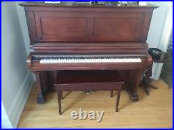 Upright Piano & Storage Bench Hallet, Davis & Co Made in America 1900s