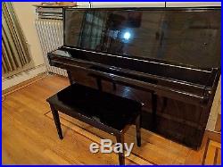 Used Ebony Poly/Black Yamaha P2HR Upright/Vertical Piano withBench Good Condition