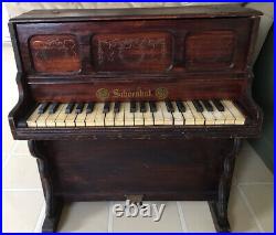 VERY RARE Antique Early Faux Rosewood Schoenhut Childs Toy Piano Upright Plays