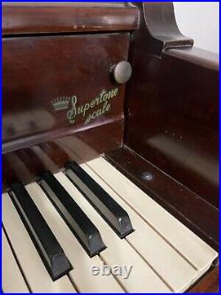 VINTAGE Cherry GULBRANSEN Supertone Scale Upright Piano Bench & Music 1953