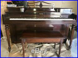 VINTAGE WINTER & CO Upright Piano WITH BENCH & GLASS TOP! MADE IN EARLY 1900'S