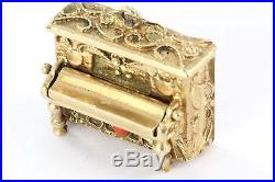 Vintage 14K Gold & Coral Upright Piano Movable Charm
