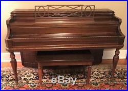 Vintage 1930's/1940's Haddorff Vertichord Mahogany Spinet Piano & Matching Bench