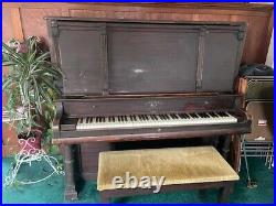 Vintage Columbine Music Co Upright Piano 67690 With Bench