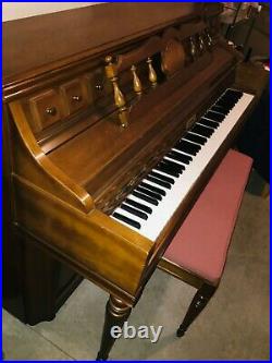 Vintage Kimball 42 Medium Walnut Console Piano (with Bench, Warranty & More)