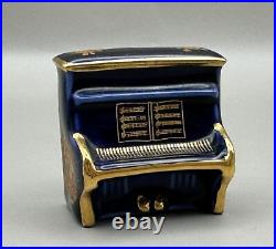 Vintage Limoges Upright Piano Figurine Cobalt Blue with Gold Courting Couple