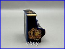 Vintage Limoges Upright Piano Figurine Cobalt Blue with Gold Courting Couple