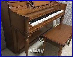 Vintage STORY & CLARK Mahogany Upright PIANO & Bench With Storytone Sounding Board