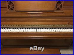 Vintage STORY & CLARK Mahogany Upright PIANO & Bench With Storytone Sounding Board