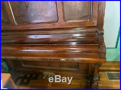 Vintage Schiller grand upright piano Solid and Heavy Beautiful wood details