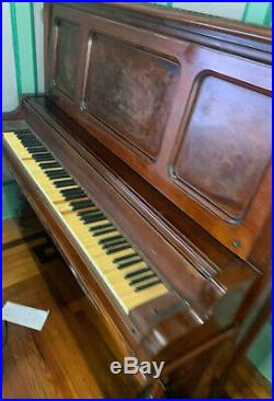 Vintage Schiller grand upright piano Solid and Heavy Beautiful wood details