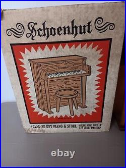 Vintage Schoenhut 25 Keys Upright Children's Toy Piano +stool withbox