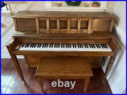 Vintage Standup Baldwin Piano, Walnut Colored Circa 1988