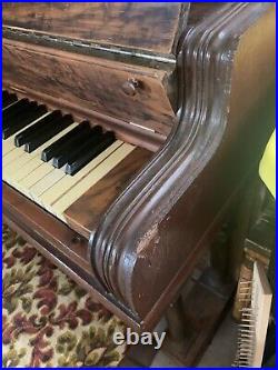 Vintage Story And Clark Wooden Upright Piano With Original Bench
