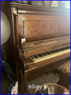 Vintage Story And Clark Wooden Upright Piano With Original Bench