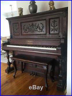 Vintage Wood Upright Cabinet Grand Piano