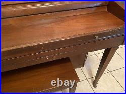 Whitney by Kimball Upright Piano 1970's With Bench, Metronome, Piano Light