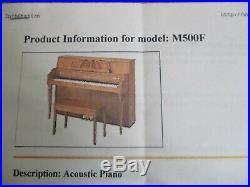 YAMAHA M500F Upright Light Oak Acoustic Piano withbench MINT COND