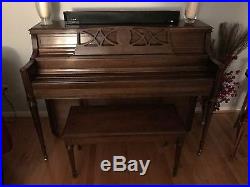 Yamaha upright piano, walnut finish, great condition, with matching bench, M203