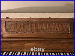 Yamaha upright solid oak piano and bench 88 keys